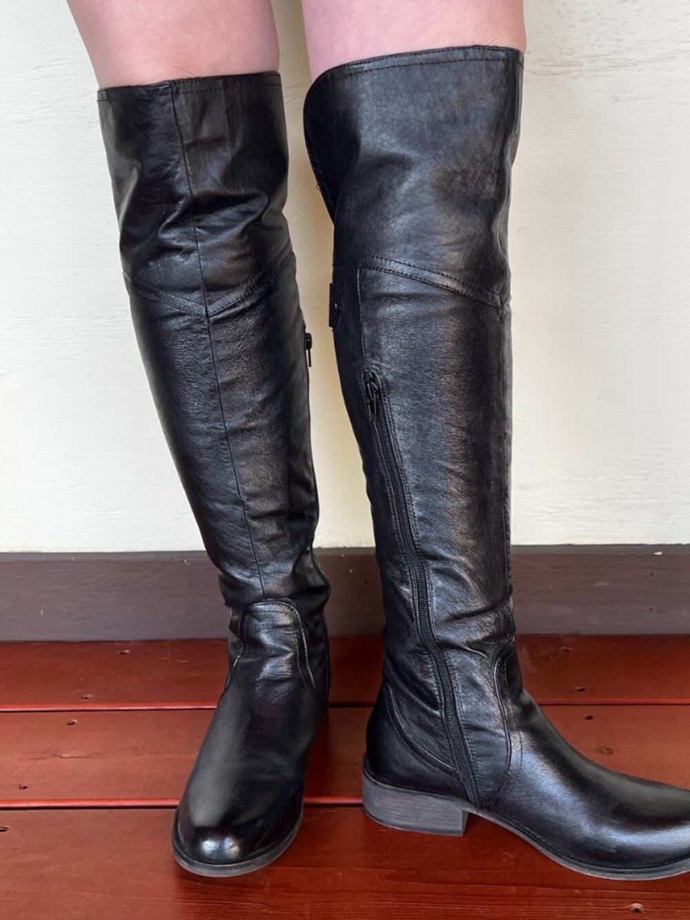 Steve Madden Black Leather Over The Knee Riding Boots Size 9 - Picture 5 of 10